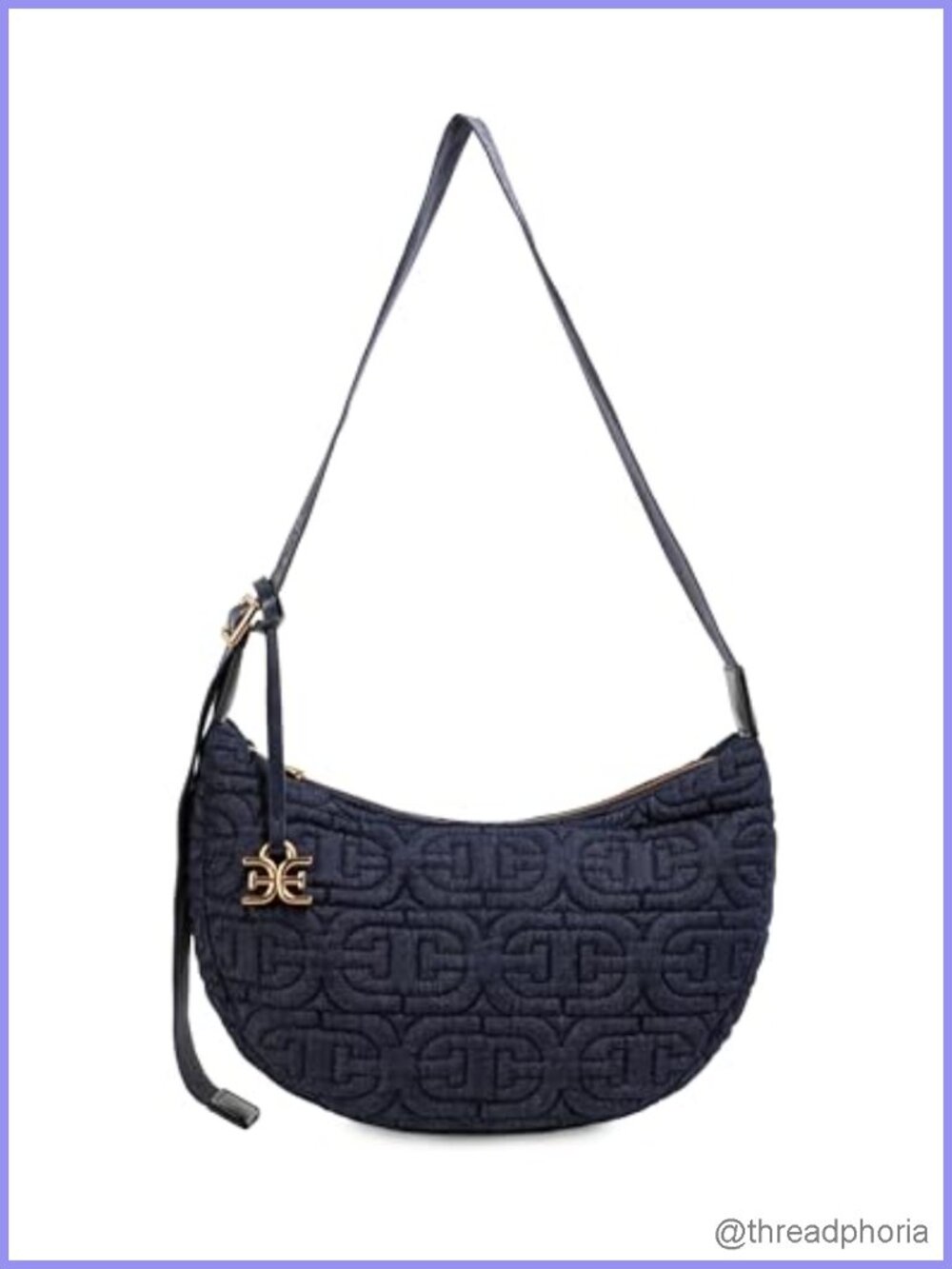 Sam Edelman Ethyl Crescent Sling/Crossbody Bag Zipper Closure Polyurethane
